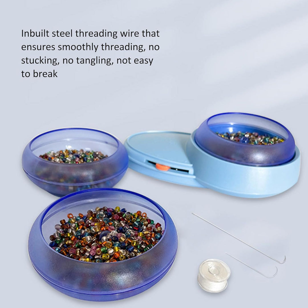Perlenspinner, Spin Beading Bowl Loader mit 2 Stück Gebogenen Nadeln mit Grossem Auge, Batteriebetri