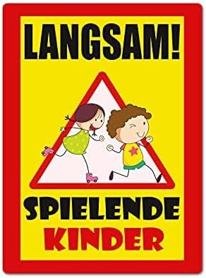 5 Stück Langsam ! spielende KINDER Schild 20 x 30 cm aus stabiler PVC Hartschaumplatte 3mm mit UV-Sc