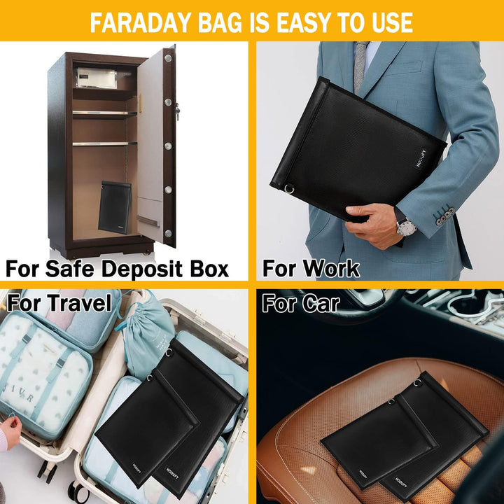 Hodufy 2 Stück Faraday Tasche,(16.9x15,13x10 Zoll) Faraday Bags for Laptop und GPS Signal Blocker Fe