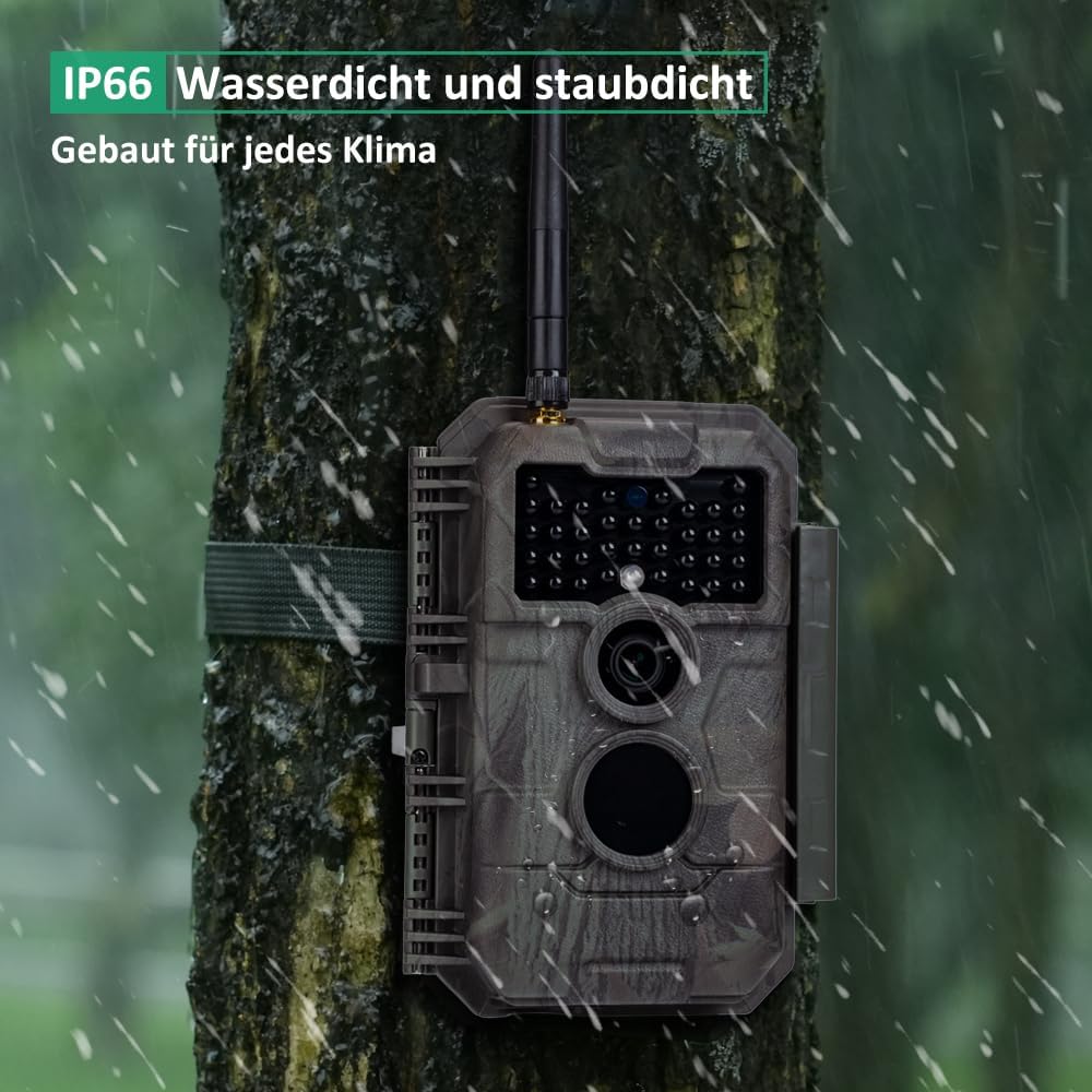 GardePro E6 Wildkamera WLAN Antenne 24MP 1296P mit Bewegungsmelder Nachtsicht No Glow Infrarot 940nm