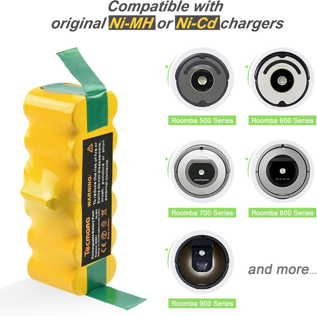 Tecmana 14.4V 4.5Ah Ersatzakku Kompatibel mit iRobot Roomba 500 600 700 800 R3, 531 555 581 595 620