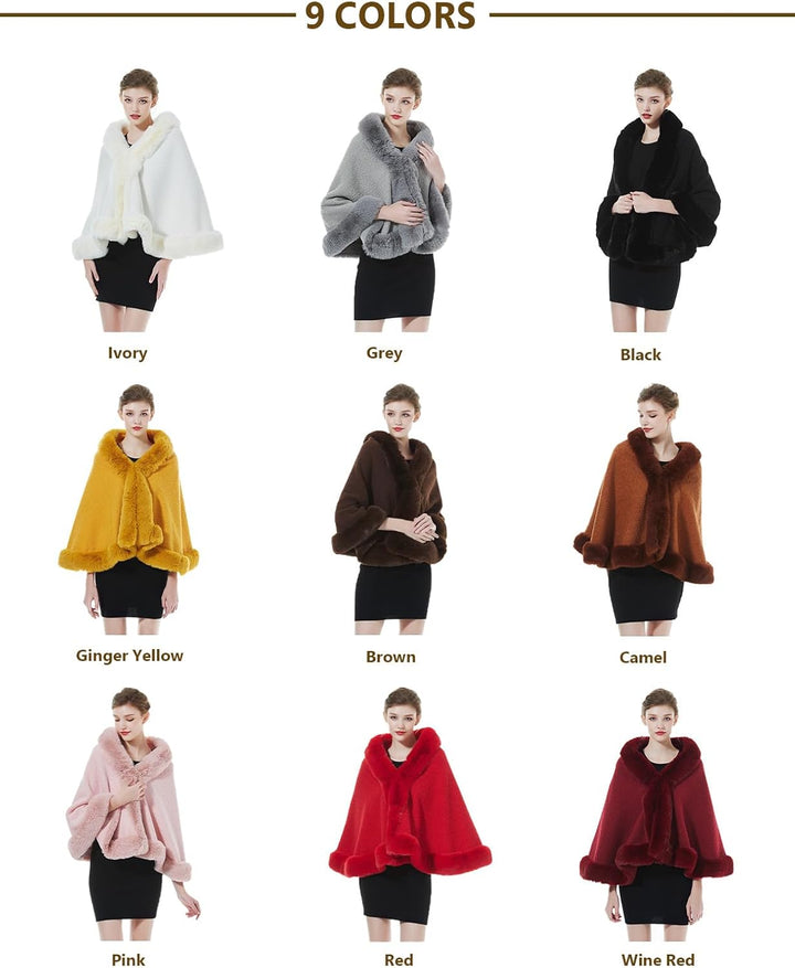 BEAUTELICATE Damen Kunstpelz Stola Brautjacke Bolero Winter Brautschal Mantel für Hochzeit Festlich