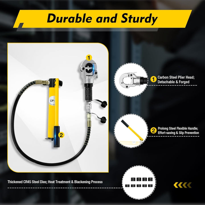 BJTDLLX Hydraulische Presszange Hydraulik Crimpzange V-T Kontur Radialpresse Kupferrohr 360° Verbund