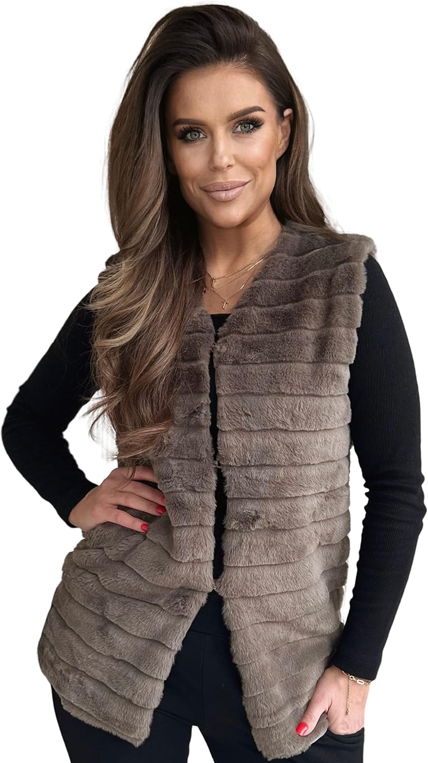 Och Bella Weste für Damen, Weich und Flauschig, Kurze Fellweste, Perfekt für Kältere Tage, Stylische