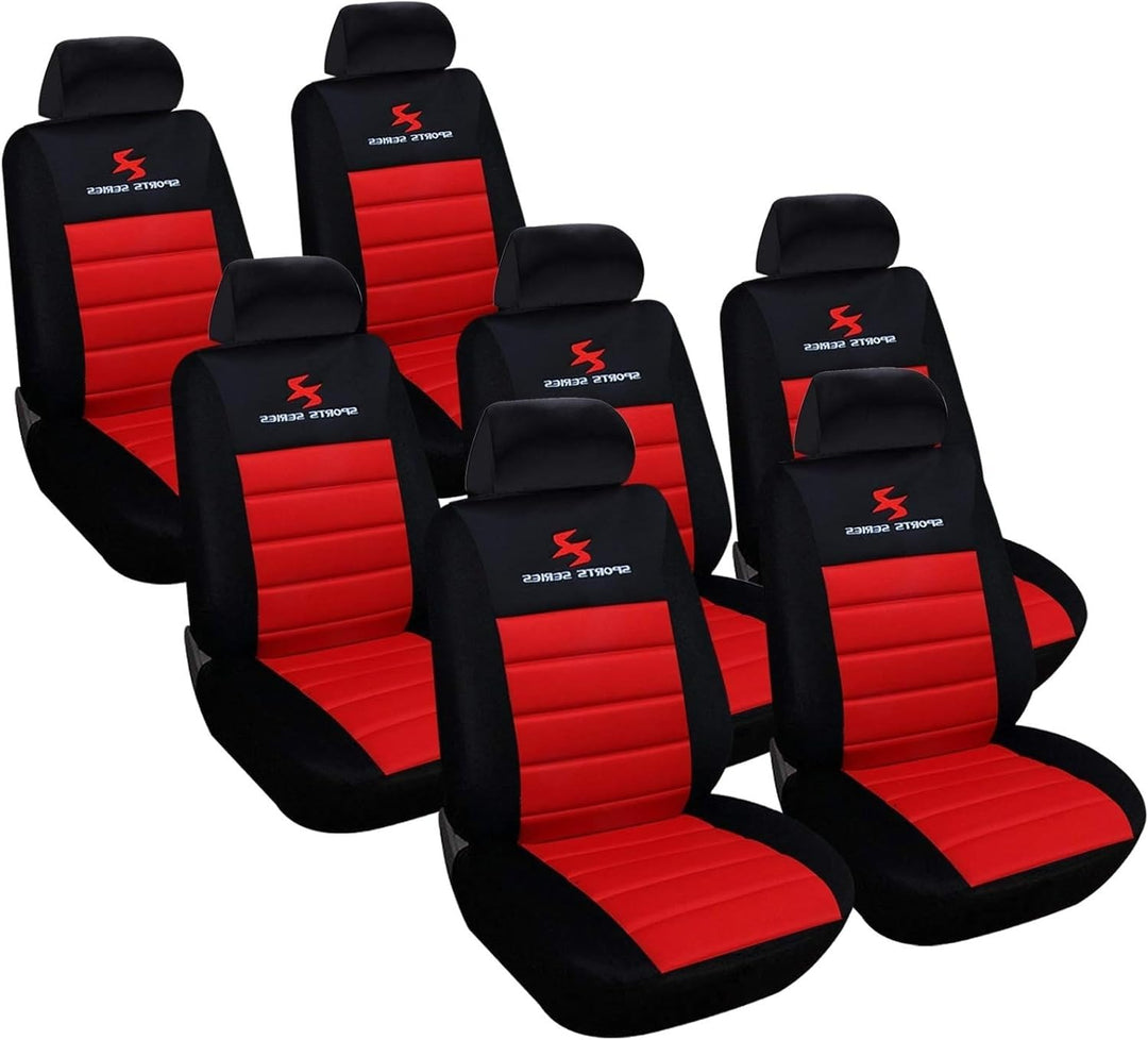 WOLTU AS7257-7 7er Sitzbezüge Auto Einzelsitzbezug universal Grösse, Komplettset, rot, Rot
