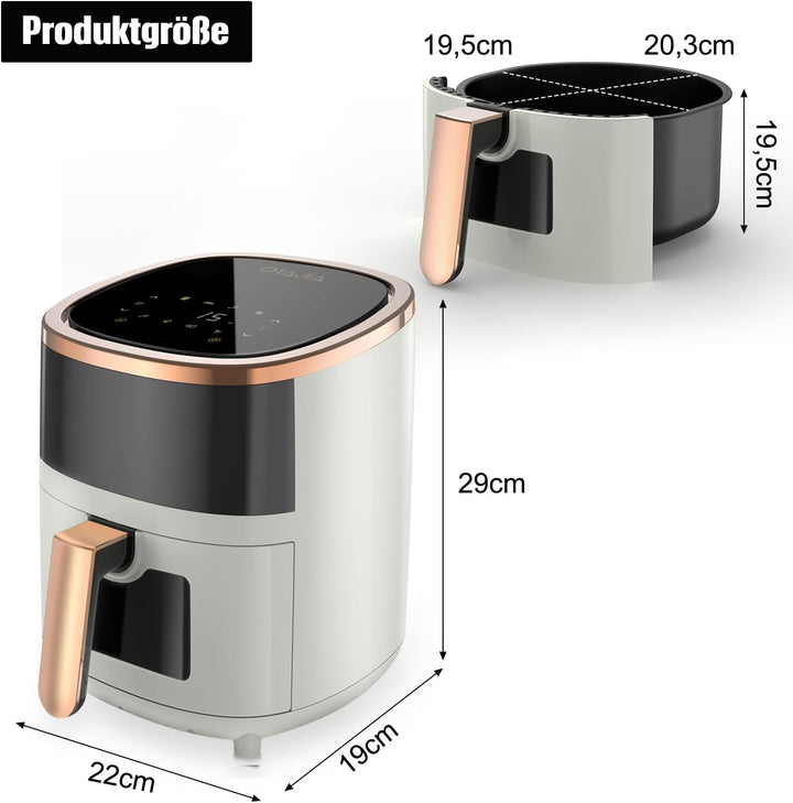 5L Heissluftfritteuse mit Sichtfenster, Fritteuse ohne Öl, Digitales Bedienfeld, 8 Automatikprogramm
