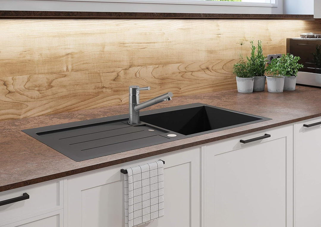 Cornat Spültisch-Einhebelarmatur "Fuerte" - Hochwertiger Messingkörper - Edelstahllook - 360° schwen