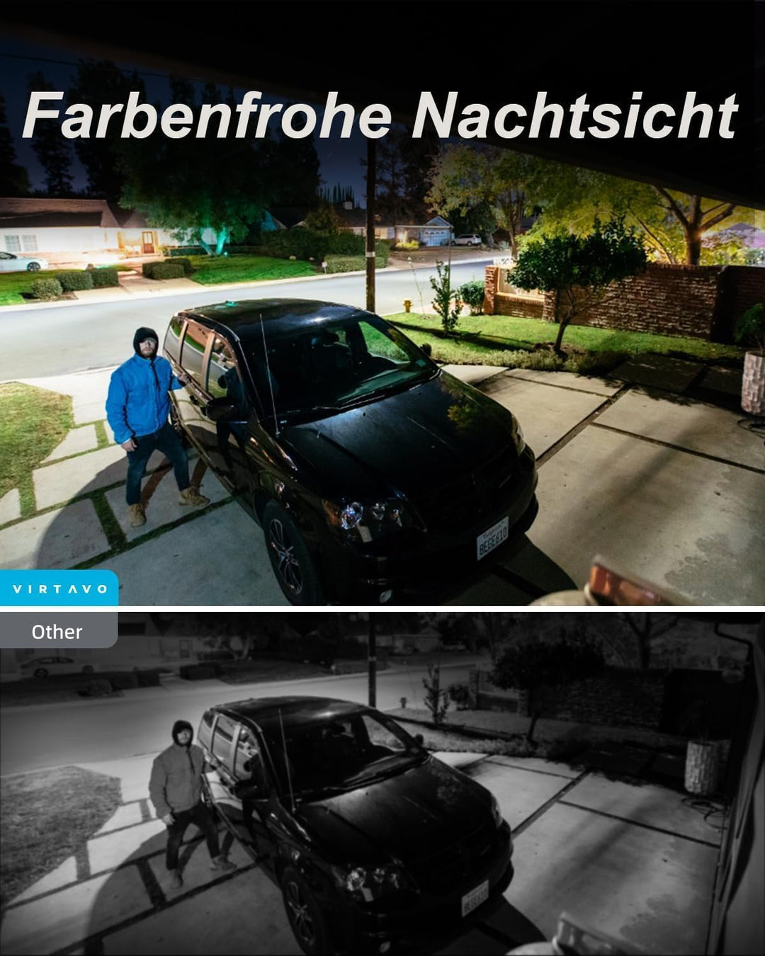 virtavo 2K Überwachungskamera Aussen Solar Akku WLAN Kamera Überwachung Aussen Kabellos Kamera, Nach