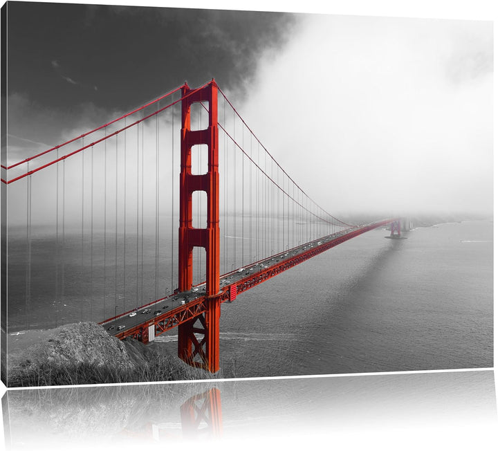 rote Golgen Gate Bridge in San Francisco schwarz/weiss Format: 100x70 auf Leinwand, XXL riesige Bild