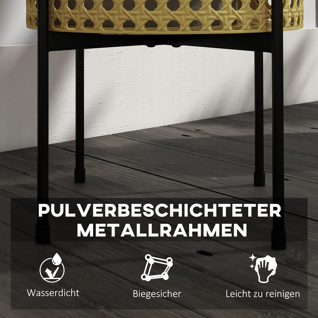 Outsunny 3er-Set Pflanzenständer Blumenständer mit Rattanoptik Pflanzenhocker Blumenhocker für Innen