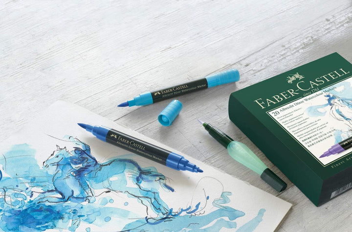 Faber-Castell 160318 Aquarellmarker Albrecht Dürer mit Doppelspitze für flächigen und präzisen Farba