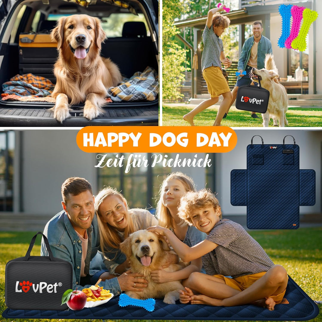 Lovpet Kofferraumschutz mit Seiten- und Ladekantenschutz Hundedecke fΓΌr Auto-RΓΌckbank mit Sichtfenst