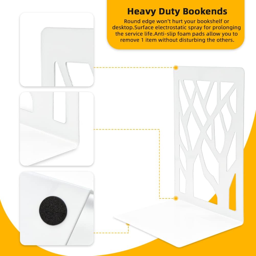 DIFIT Buchstütze, Buchstützen, 5 Parr(= 10 Stück) Metall Buchstützen, Weiss Bücherstütze Book Holder