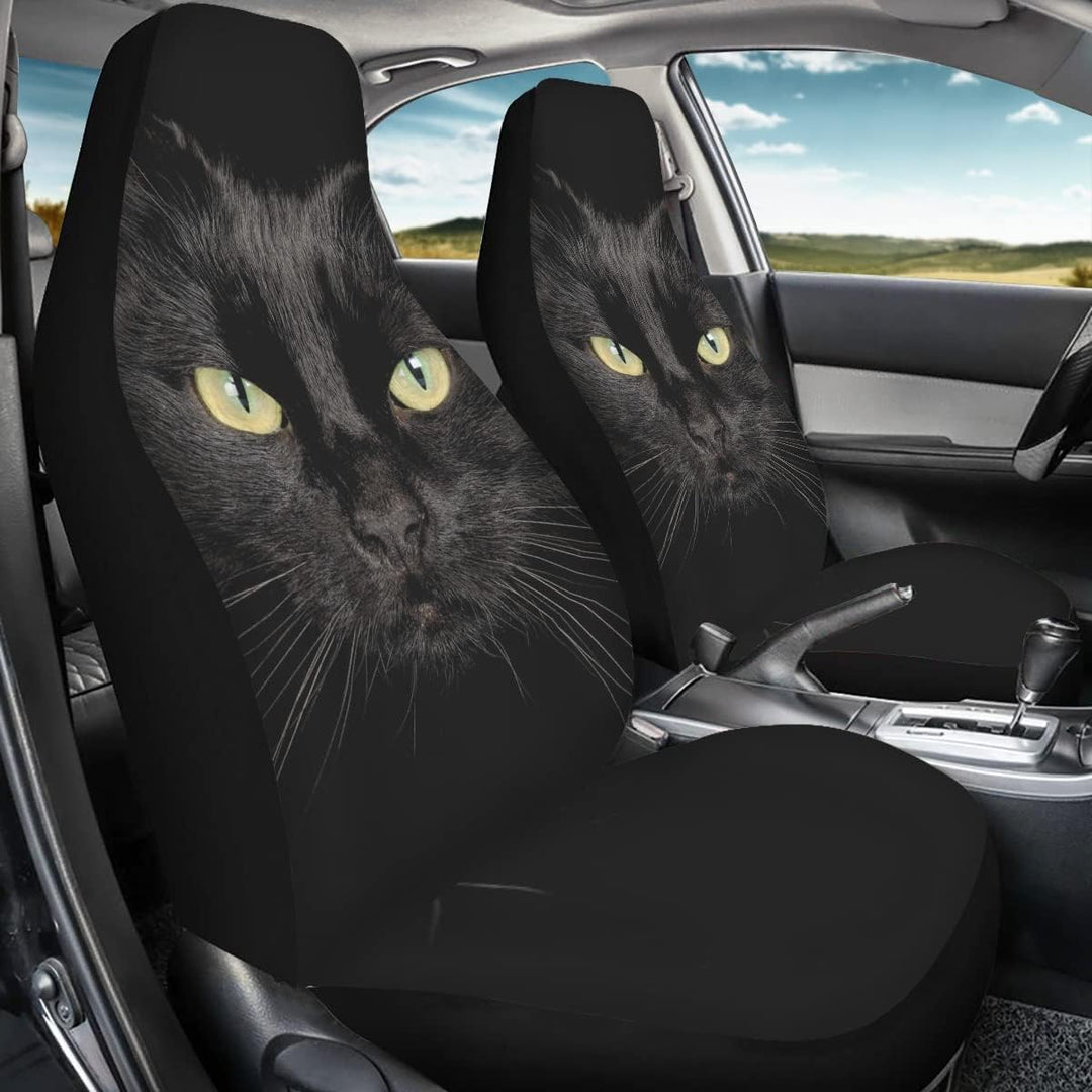 chaqlin Universal Black Cat Autositzbezug Set von 2 Front Full Auto Zubehör Schutzhülle Tasche für F
