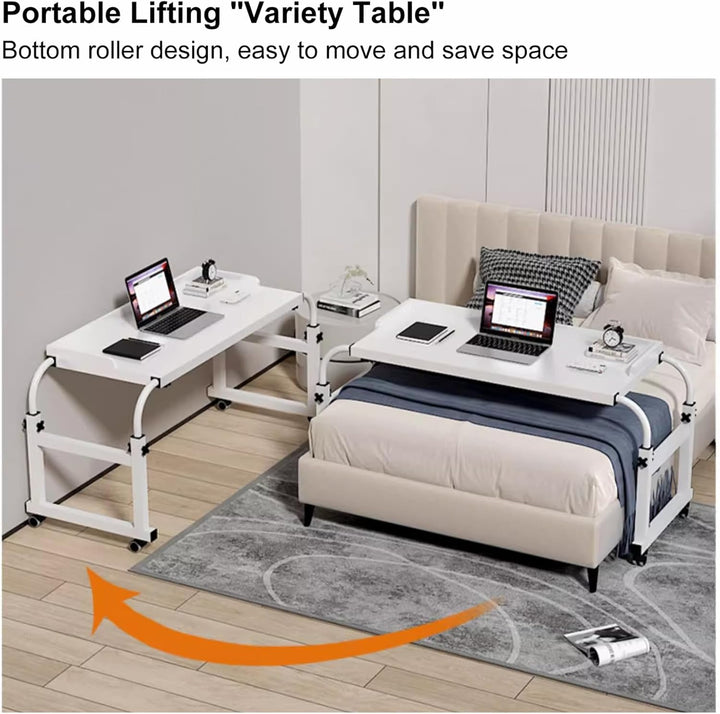 Überbetttisch mit Rollen, Krankenhausbetttisch Laptop für Liegesessel Mobiler Computertisch Grosser