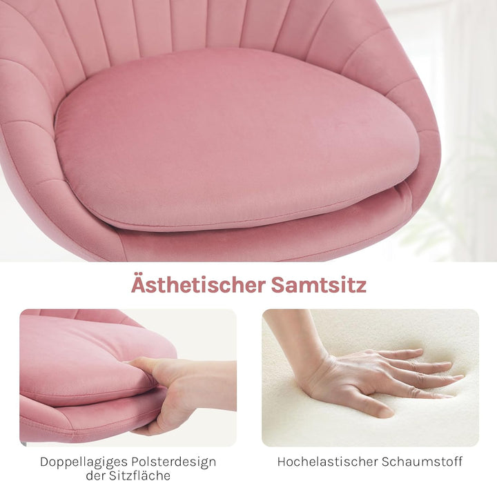 WOLTU Homeoffice Stuhl, Bürostuhl ergonomisch, Schminkstuhl drehbar, Drehstuhl mit Rollen, Schreibti