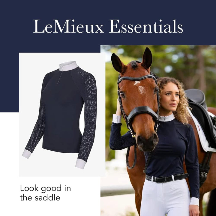 LeMieux Olivia Damen Show Shirt Langarm - Marineblau 38 Marineblau, 38 Marineblau