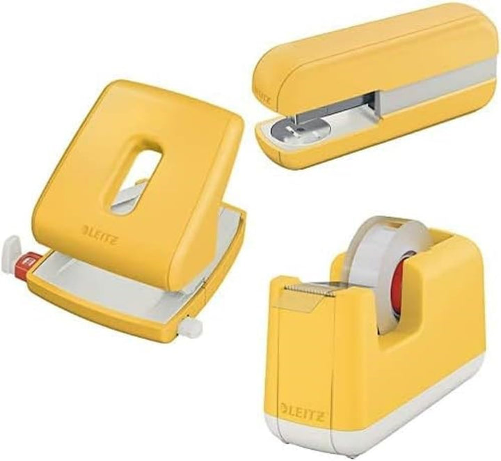 Leitz Locher, Heftgerät und Klebeband-Tischabroller, ideal für Home Office, Warmes Geld, Cosy-Serie