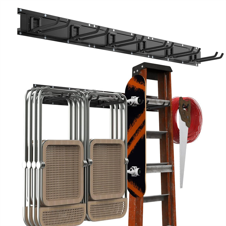 Housolution Verstellbar Garagen Gerätehalter 121cm, Metall Wandhaken mit 3 Schienen 6 Haken Werkzeug