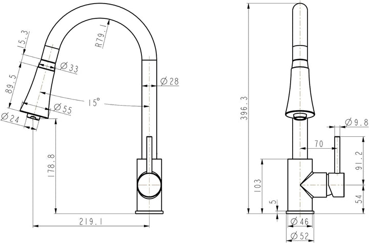 Niederdruck Küche Armatur herausziehbar Geschirrbrause Küchenarmatur Einhebelmischer Wasserhahn mit