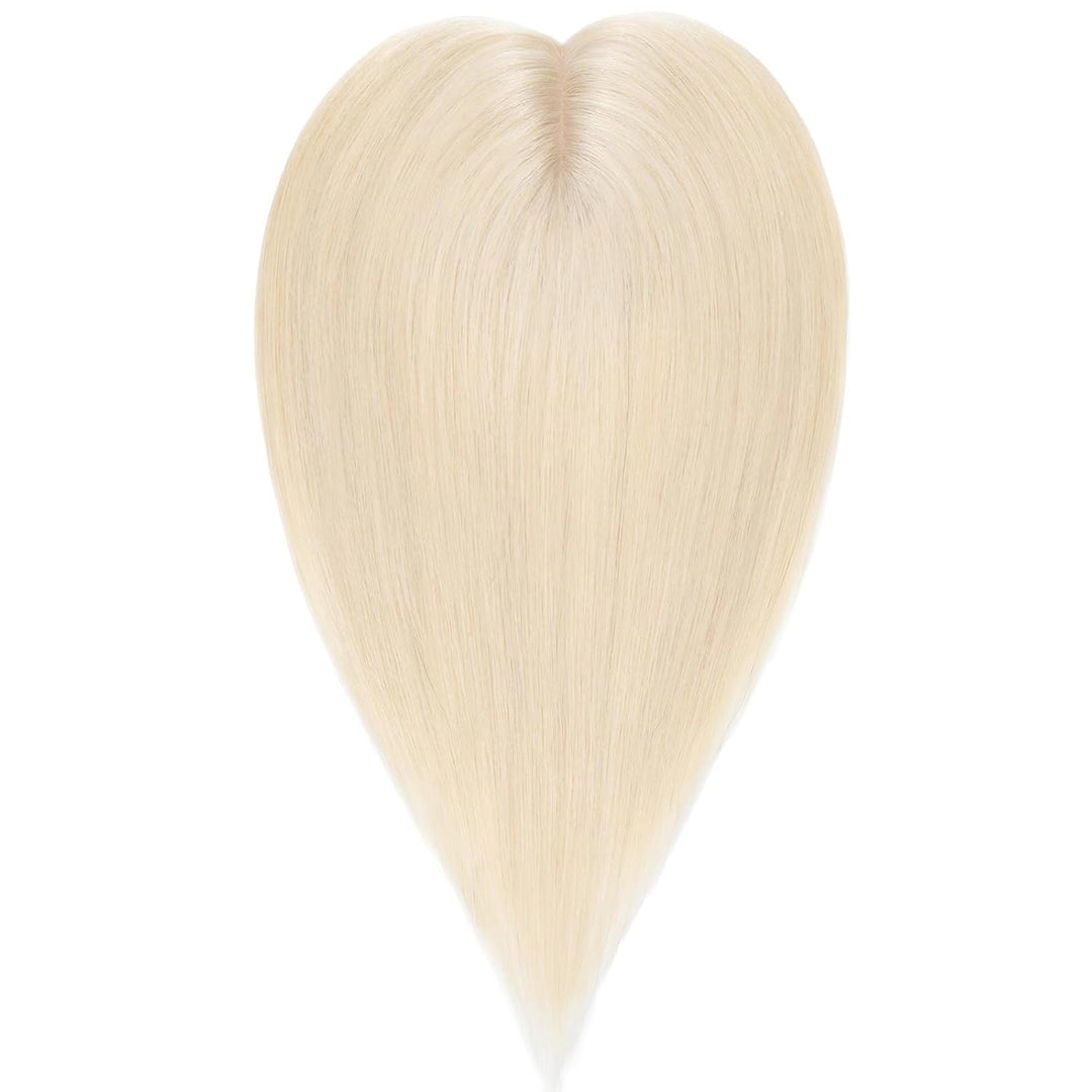 Silk-co Hair Topper Echthaar, 10x12cm Basis Toupet Damen, Haartopper Echthaar mit Remy Seide Basis,