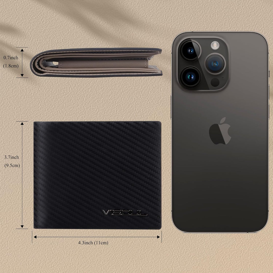 VISOUL Leder Geldbörse Herren mit ID-Fenster/Münzfach & RFID Schutz I Echtleder Geldbeutel für Männe