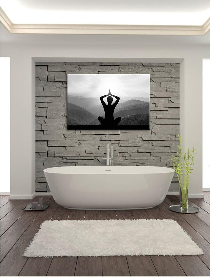 Pixxprint Yoga und Meditation als Leinwandbild/Grösse: 100x70 cm/Wandbild/Kunstdruck/fertig bespannt