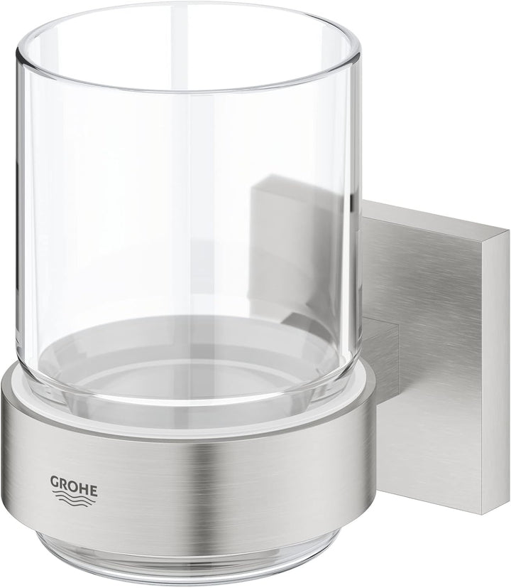 GROHE Start Cube - Glas mit Halter (verdeckte Befestigung, Material: Glas/Metall), supersteel, 41097