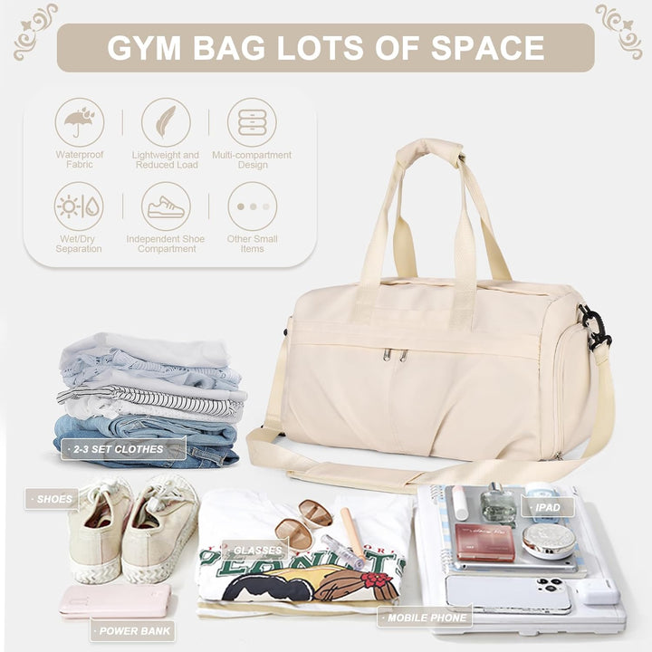 Sport Duffel Bag Damen, Sporttasche mit Schuhfach & Nassfach Duffel Bags wasserdichte Übernachtungst