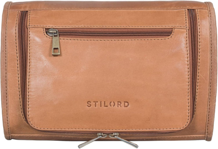 STILORD 'Juri' Leder Kulturbeutel Gross für Damen und Herren Unisex Waschtasche für Unterwegs Kosmet