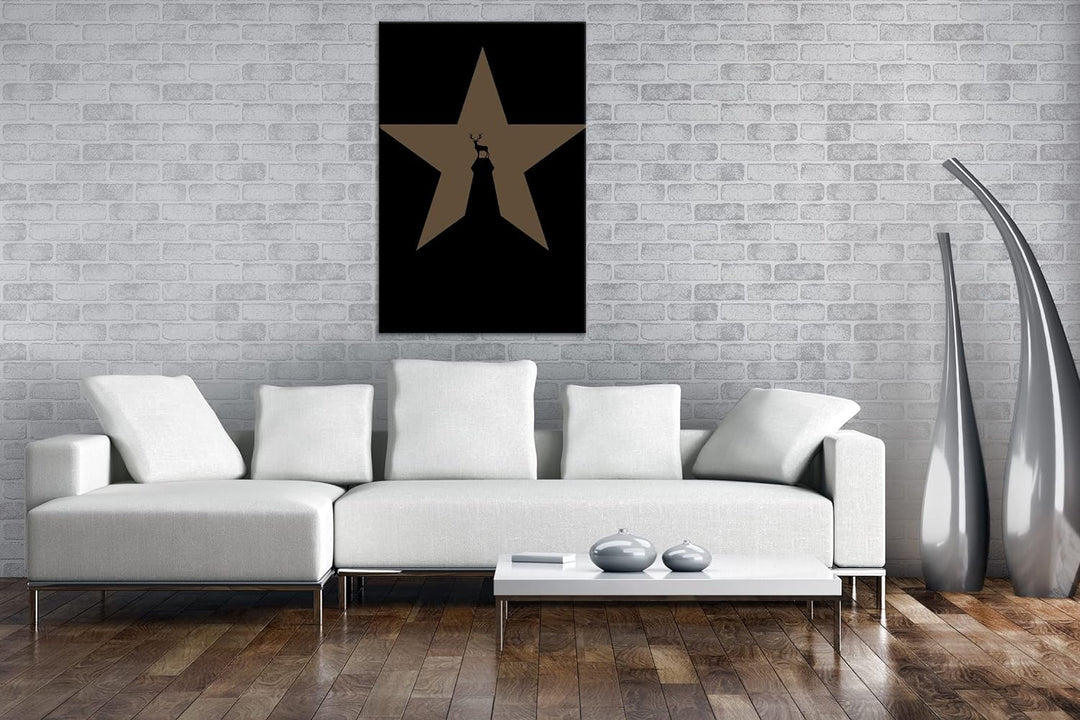 deyoli Sternen Hirsch Format: 80x60 Effekt: Sepia als Leinwandbild, Motiv fertig gerahmt auf Echthol