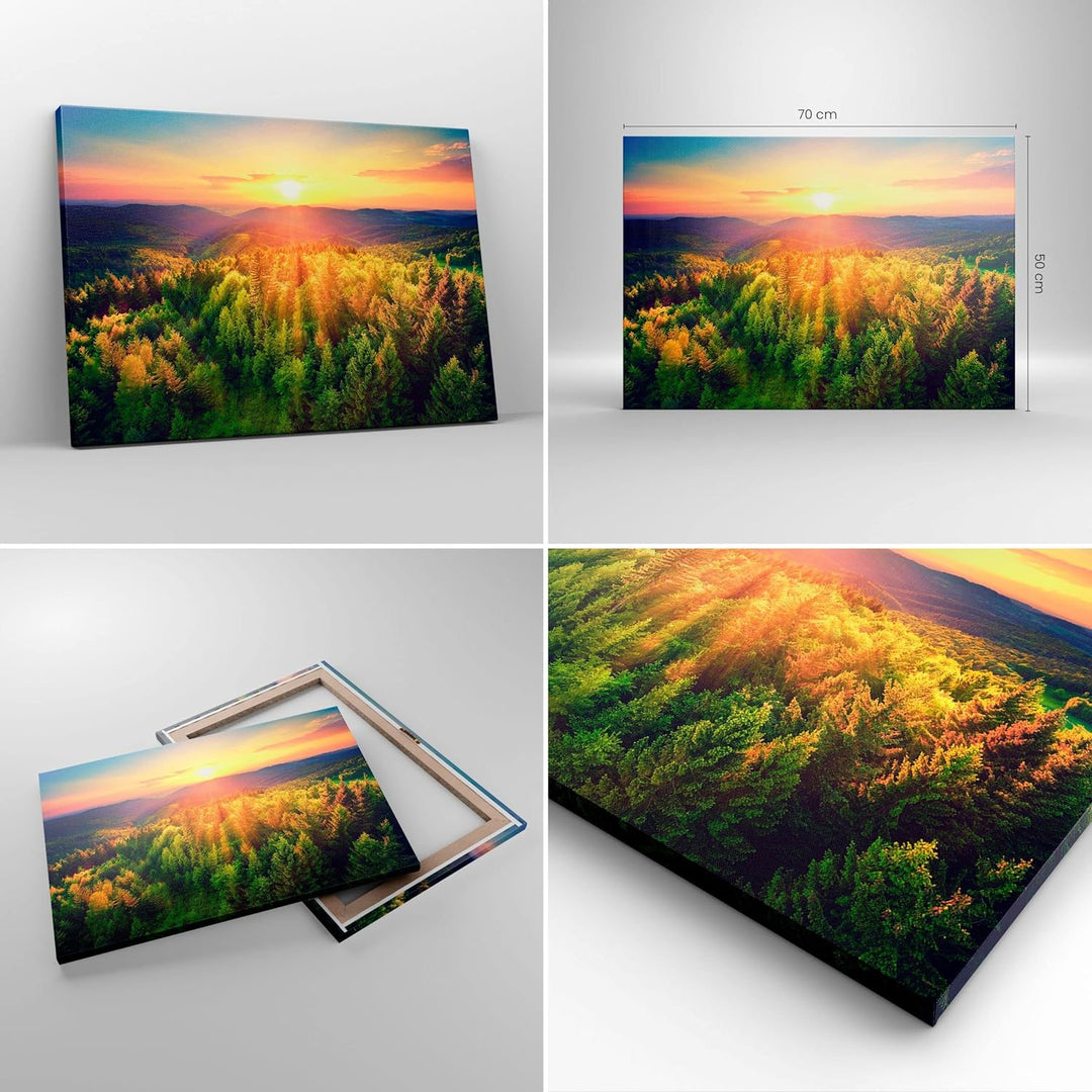 ARTTOR Bilder auf Leinwand Berge Natur Leinwandbild mit Rahmen 70x50cm Wandbilder Dekoration Wohnzim