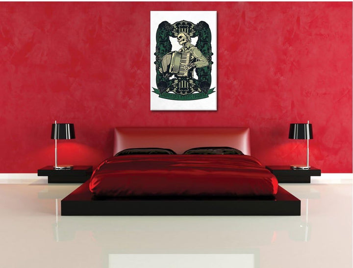 Hardcore meets Drama white Bild auf Leinwand, XXL riesige Bilder fertig gerahmt mit Keilrahmen, Kuns