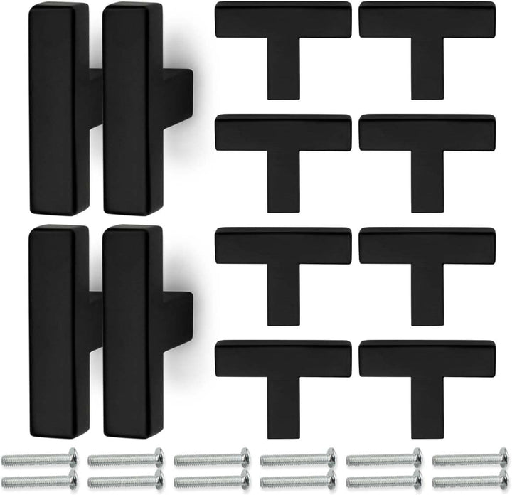 Bwintech 12 Stück 50MM Kabinettgriff Mattschwarz Schrank Pull Griffe, Modisch Edelstahl Quadrat Grif