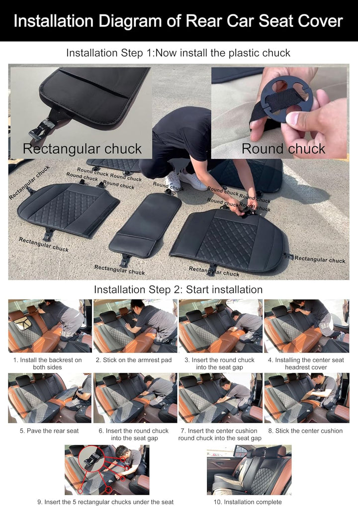 WANGIRL Sitzbezug Auto Rückbank, Autositzbezüge Leder Universal Geteilter, Kompatibel mit Den Meiste