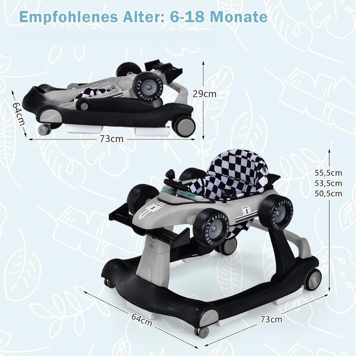 COSTWAY 4 in 1 Lauflernwagen, Lauflernhilfe klappbar mit einstellbarer Höhe & Geschwindigkeit, Baby