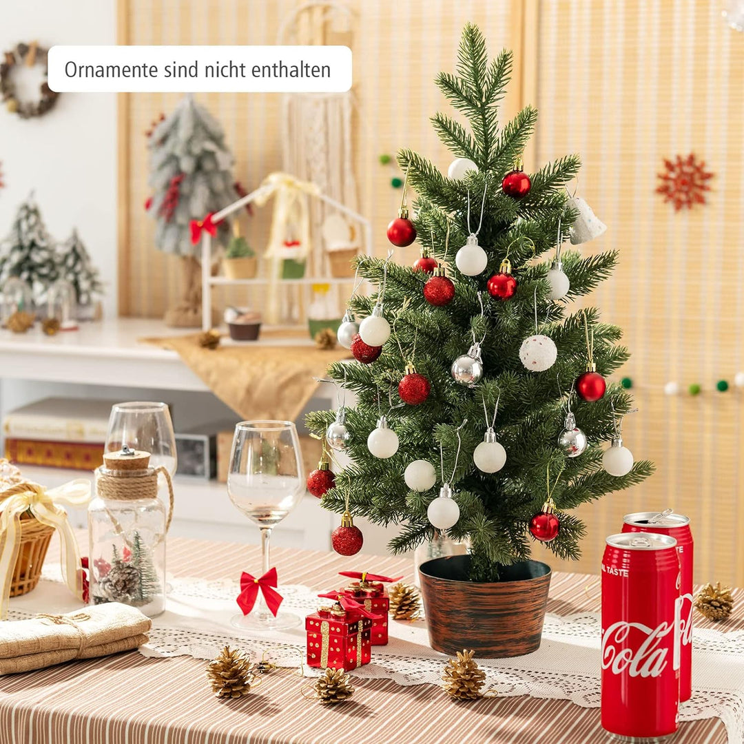 COSTWAY 60cm Kleiner Weihnachtsbaum, Mini Weihnachtsbaum mit 50 Zweigen und Sockel, künstlicher Tisc