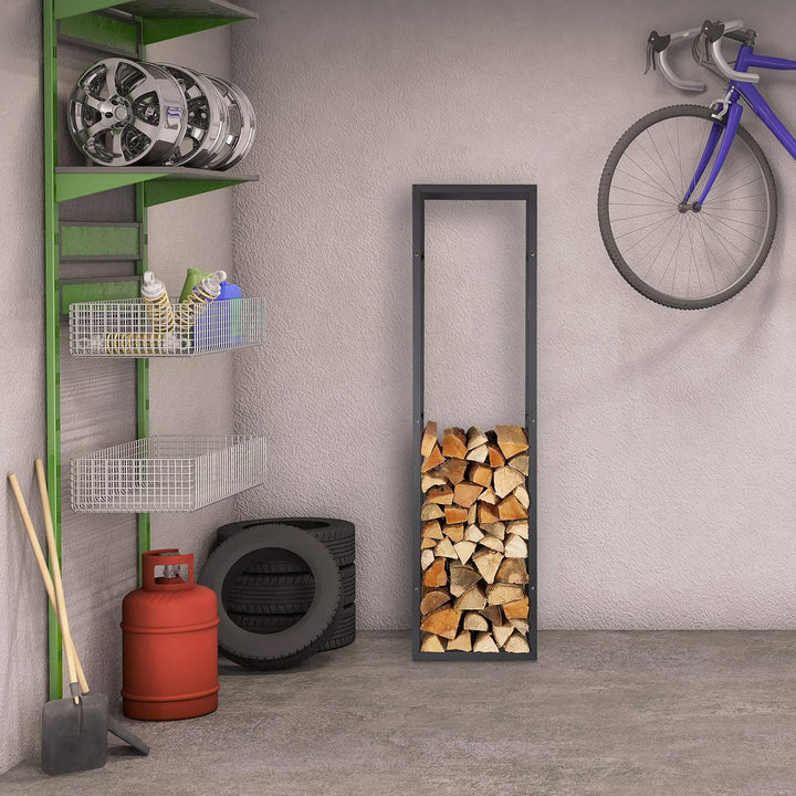 Relaxdays Kaminholzregal für innen, hohes Feuerholzregal für Kamin & Ofen, Stahl, HxBxT: 170 x 44,5