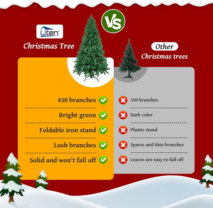 Uten 150cm Weihnachtsbaum Künstlich, Tannenbaum Christbaum Tanne Weihnachtsdeko Kunsttanne mit Metal