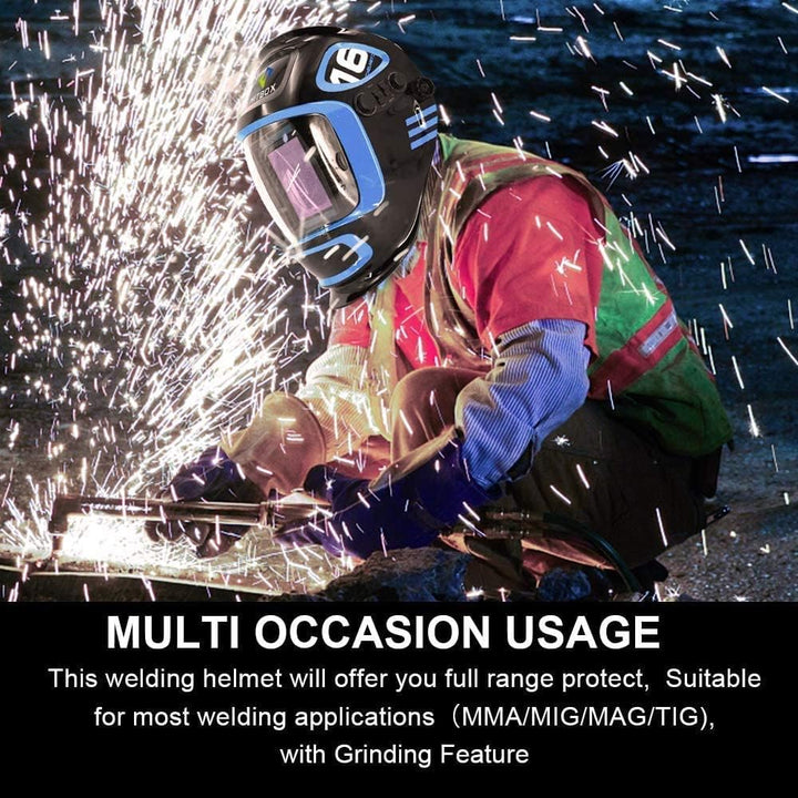 HITBOX Real Color Automatik Schweisshelm, grossem Sichtfeld, automatische Verdunkelung, 4 Sensoren f