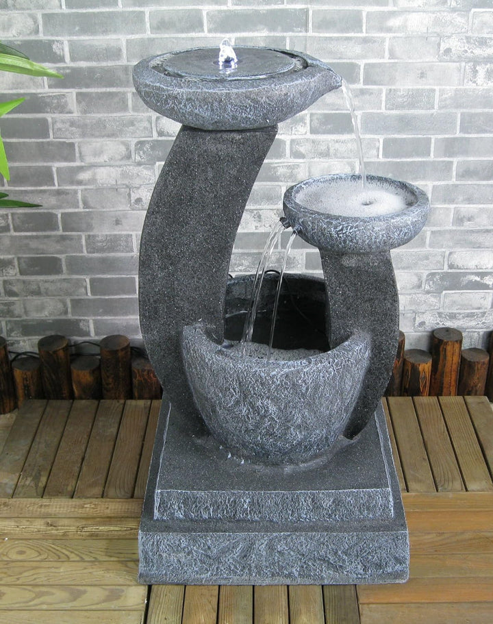 Solarspringbrunnen Solarbrunnen Cascade Garten Brunnen Kaskade Komplettset für Garten und Terrasse T