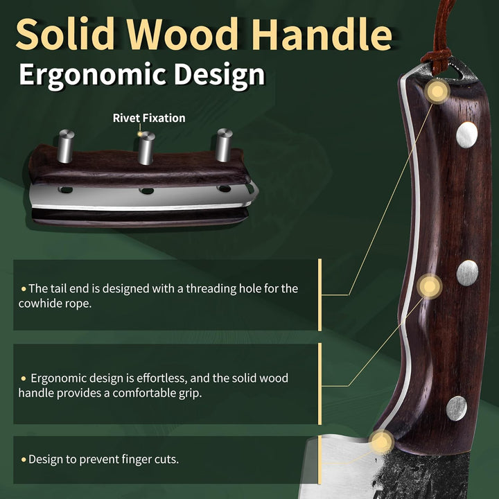 FULLHI Metzgermesser, Küchenmesser mit hohem Kohlenstoffstahl, Gemüsebeil, chinesisches Kochmesser,