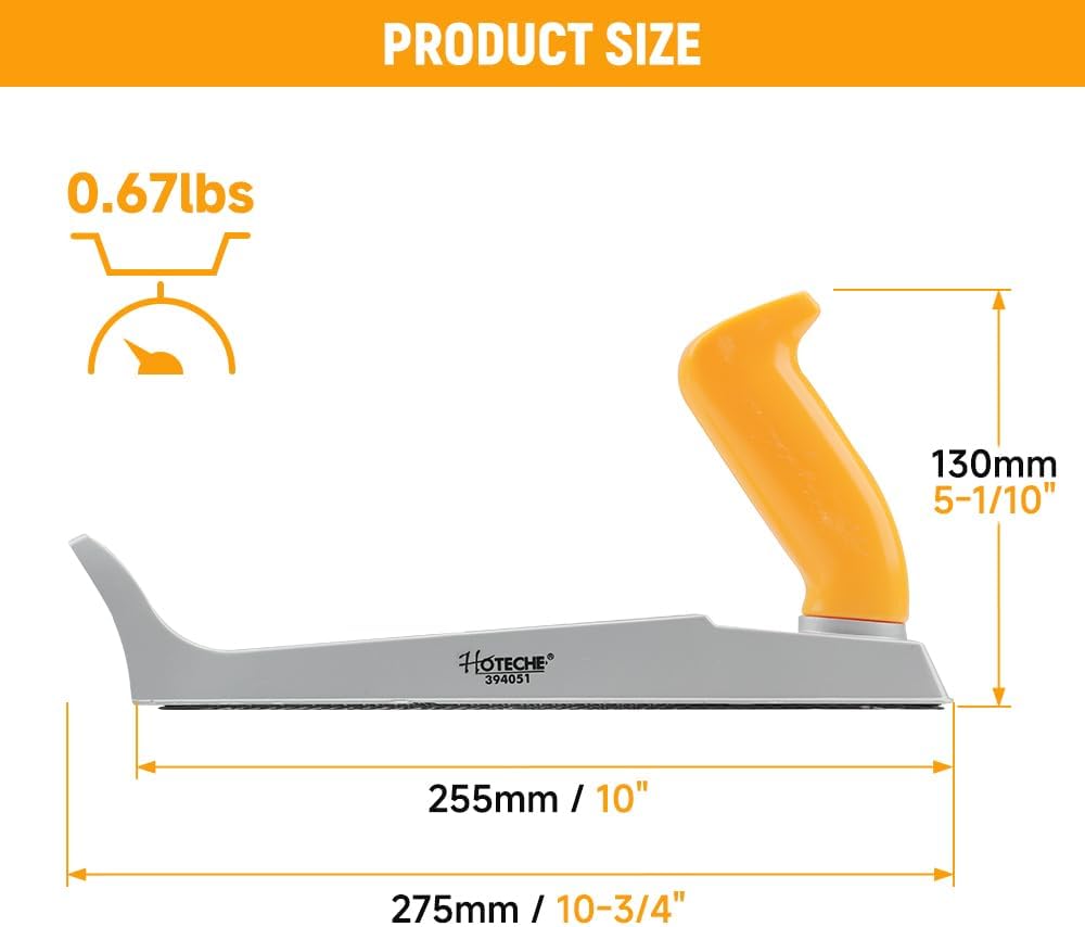 Hoteche Metall Feilenhobel 250 * 41MM - Hochwertiges Trockenbauwerkzeug aus Zinklegierung, 65Mn Stah