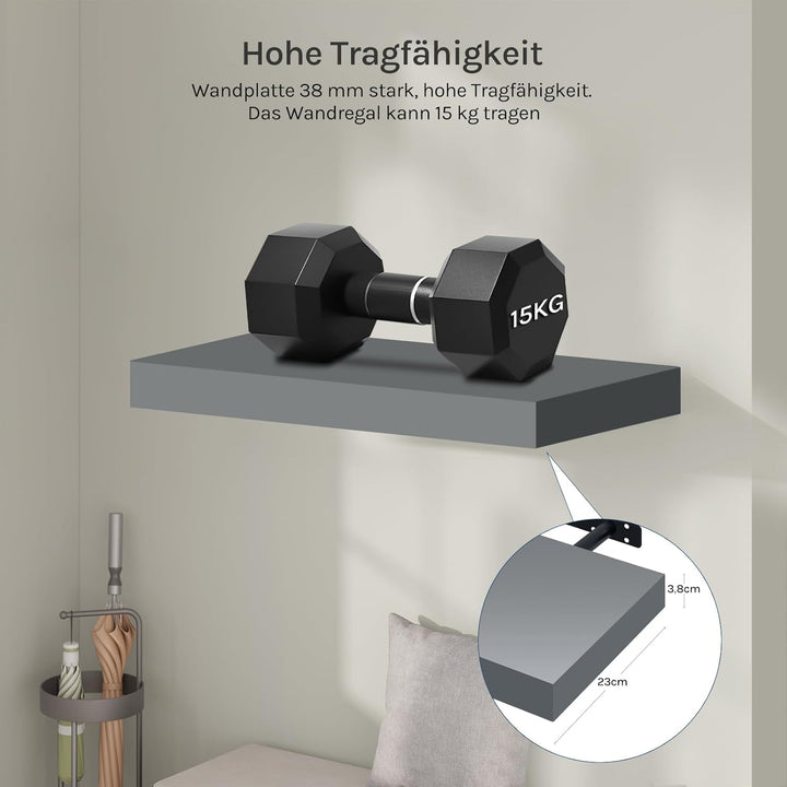 WOLTU Wandregal Set von 3 Regalen Wandboard Freischwebend Schweberegal CD DVD Regal Bücherregal Holz