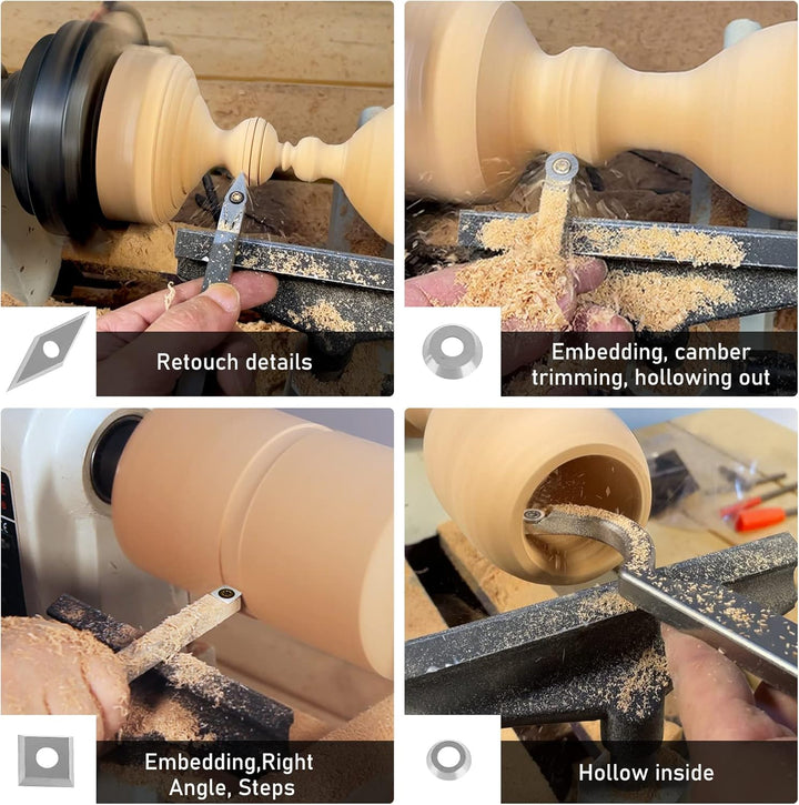 Drechselwerkzeuge,Drehmeissel Set 16 Stück,Wendeplatten Hartmetall,Diamantkopf Drechselwerkzeuge, Dr