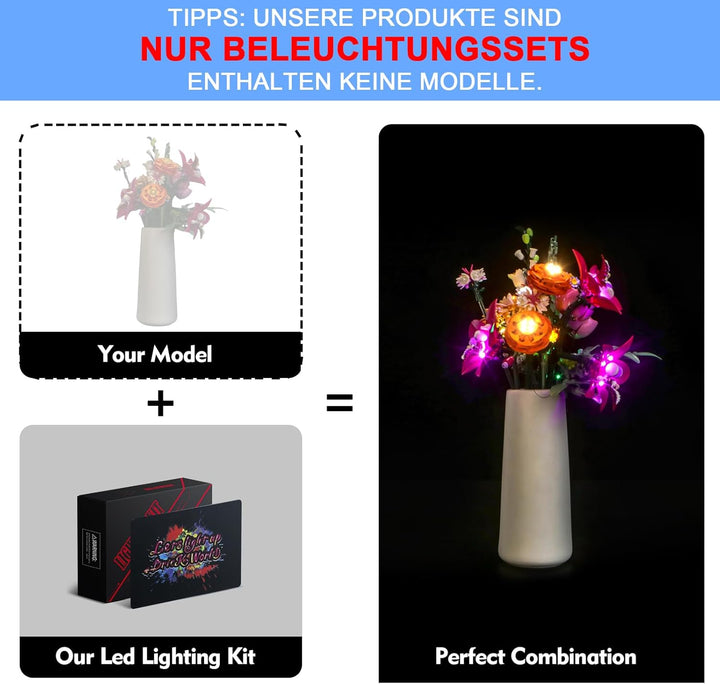 LocoLee Licht Set Kompatibel mit Lego 10342 Schöner Rosafarbener Blumenstrauss, Nur Lichter Set - Ke