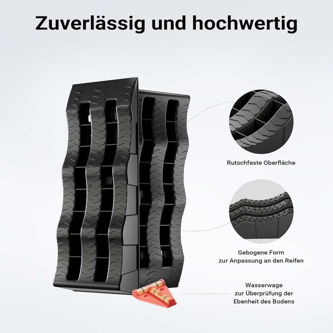 XPOtool Auffahrkeile Wohnmobil 2 Stück 40/70/100 mm 3,5 t Auffahrkeile Set für Wohnwagen mit Trageta