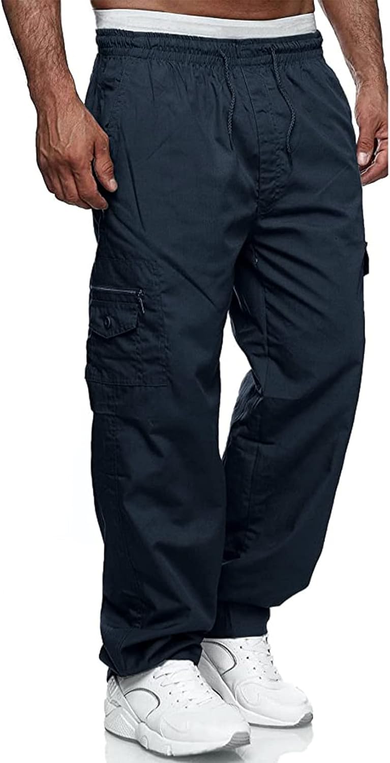 Jolicloth Cargohose Herren Baumwolle Outdoorhose Lange Baggy Hose Casual Freizeithose Pants S Blau,