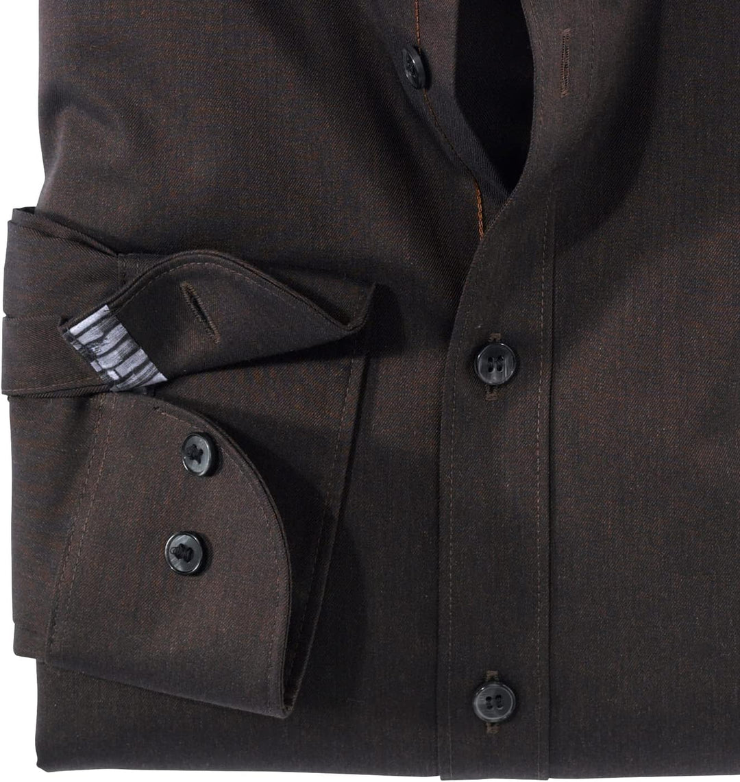 OLYMP Herren Oberhemd Langarm Level.Five.Body.fit,Twill,Body fit,New York Kent 38 Braun 28, 38 Braun