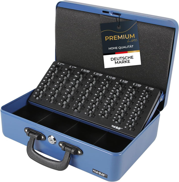 HMF 22037-05 Geldkassette Geldzählkassette 2 Tragegriffe, 36 x 25 x 11 cm, blau, Blau